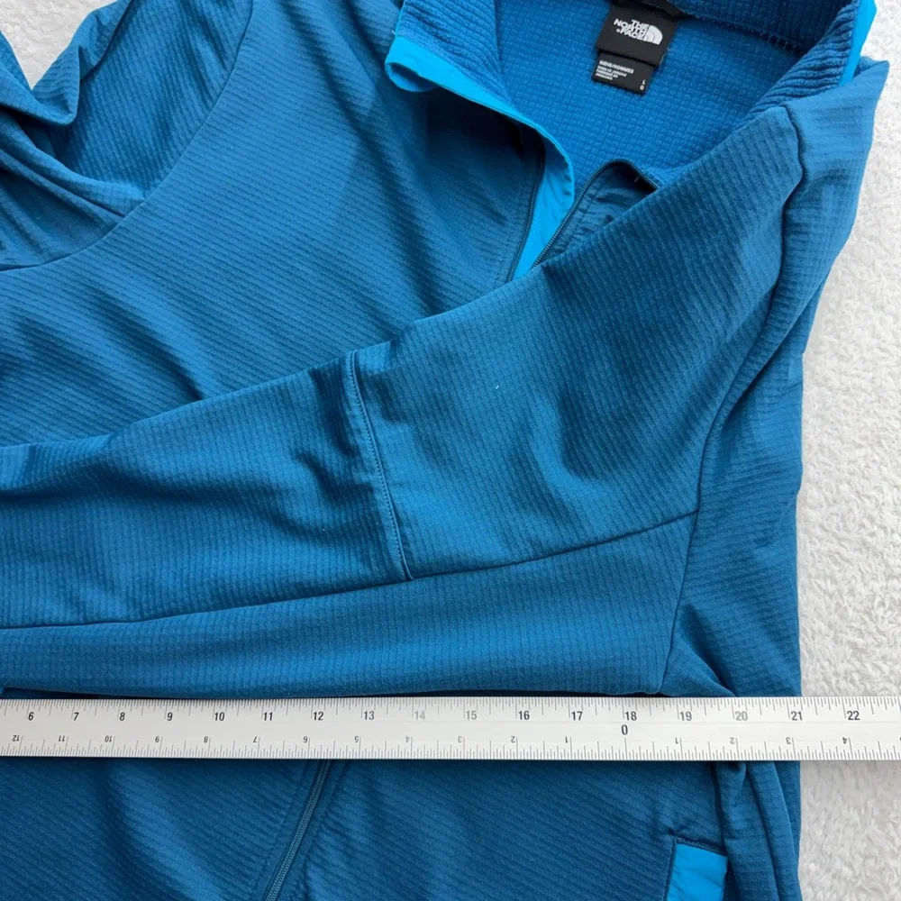 The‎ North Face Mens Large Blue Grid Fleece Full Zip Jacket Mock Neck Hiking L